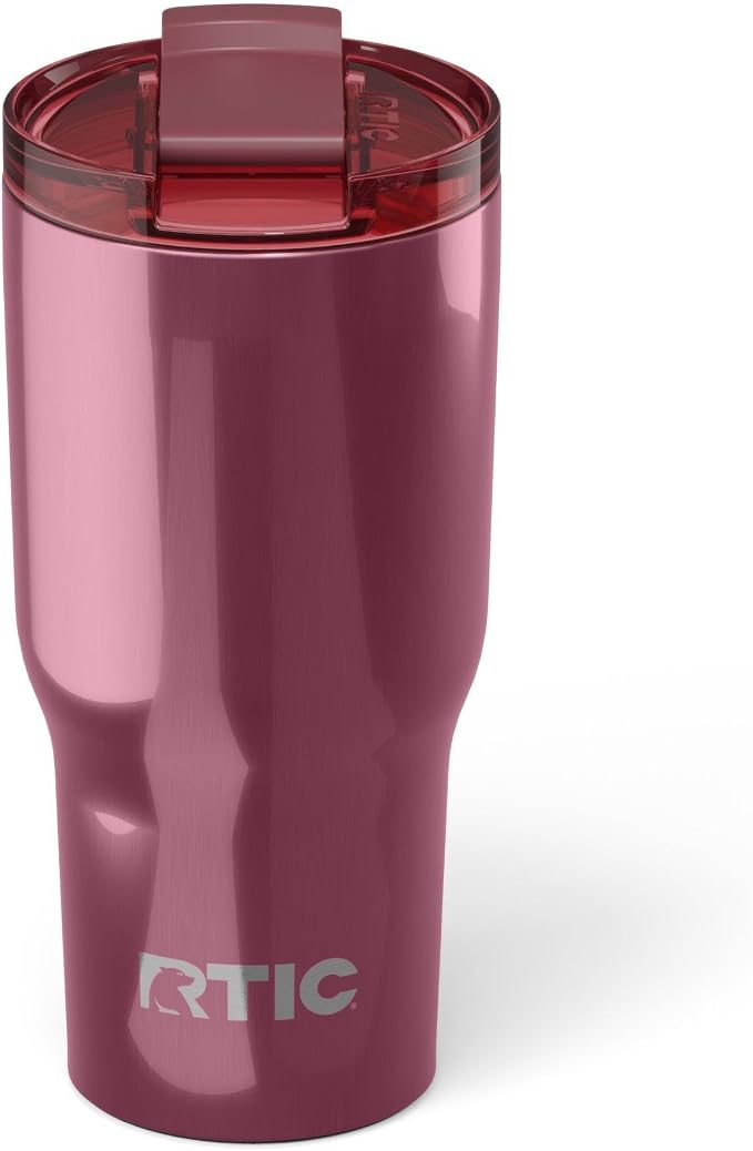 RTIC 20oz Essential Tumbler with Lid, Ceramic Lined, Insulated, Stainless Steel, Metal, Double Wall Vacuum-Insulation, Travel Cup for Iced Coffee, Tea, Hot and Cold Drink, Vintage Rose Metallic by RTIC