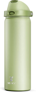 32 oz Insulated Water Bottle with Straw: Meoky Stainless Steel Metal Water Bottle with 2-in-1 Lid - Leak Proof, Cold for 24 Hours, Protective Silicone Base, BPA-Free for Sports Gym, Sage by MEOKY