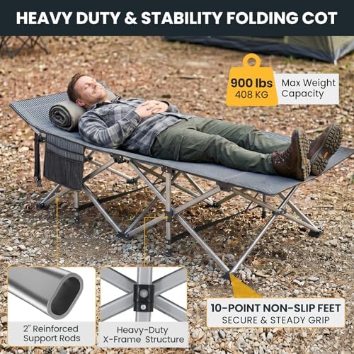 LILYPELLE Oversized XXL Folding Camping Cot, 32" H Heavy Duty Sleeping Cots - Image 4
