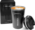 YINBAOGE Insulated Travel Coffee Mug, Spill & Leak Proof, Portable To Go Camping Stainless Steel Coffee Tumbler, Reusable Thermal Coffee Cup with Lid for Hot & Cold Drinks (2nd-Black, 12 OZ) by YINBAOGE