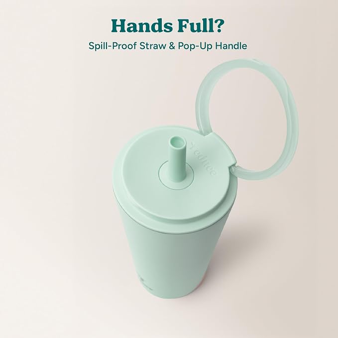 REDUCE Halo 32 oz Stainless Steel Vacuum Insulated Tumbler - Spill Proof Travel Mug with Flip Handle Lid - Keeps Drinks Cold for 32 Hrs - Dishwasher Safe - Cupholder Friendly - Sea Glass - Image 5