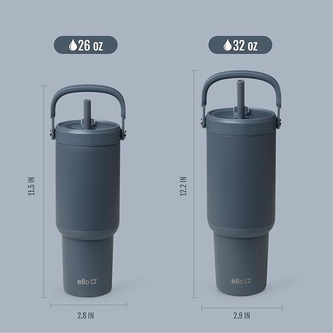 Ello Oasis Go+ 32oz Tumbler with Top Handle and Retracting Straw | Reusable Insulated Stainless Steel Cup, 100% Leakproof Water Bottle, 24 Hours Cold, Cup Holder Friendly For Travel | Horizon - Image 6