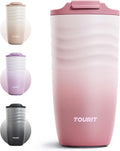 TOURIT 16 oz Travel Coffee Mug, Insulated Stainless Steel Travel Mug with Lid, Leak-Proof Double-Wall Vacuum Tumbler, Reusable Coffee Cup - Rose by TOURIT