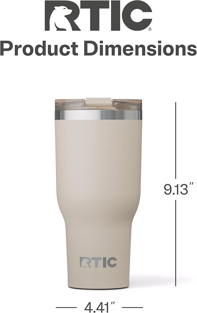 RTIC 40oz Essential Tumbler with Lid, Ceramic Lined, Insulated, Stainless Steel, Metal, Double Wall Vacuum-Insulation, Travel Cup for Iced Coffee, Tea, Hot and Cold Drink, Beach - Image 5