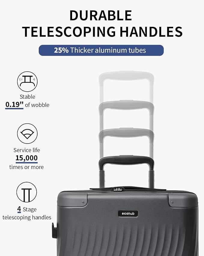 ECOHUB Hardside Expandable Carry On Luggage Sets, Recycled PC 20/24" Rolling - Image 5