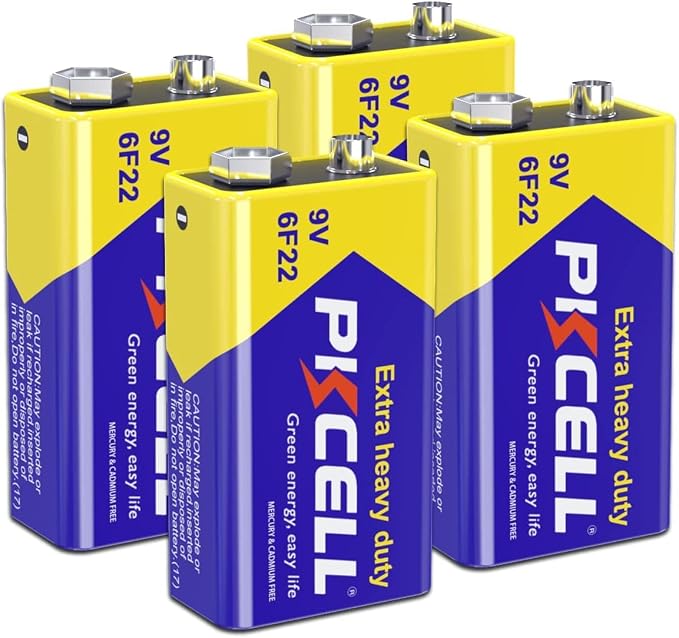 PKCELL 9V Battery Carbon Zinc for Smoke Detectors 6F22 Battery, 10-Year Shelf by Pkcell