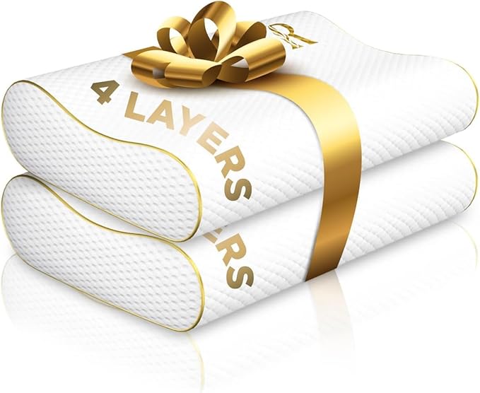 Memory Foam Pillow, Cervical Pillow 4-Layer Queen, Contour Pillow, Side Sleeper by ROYALTHERAPY