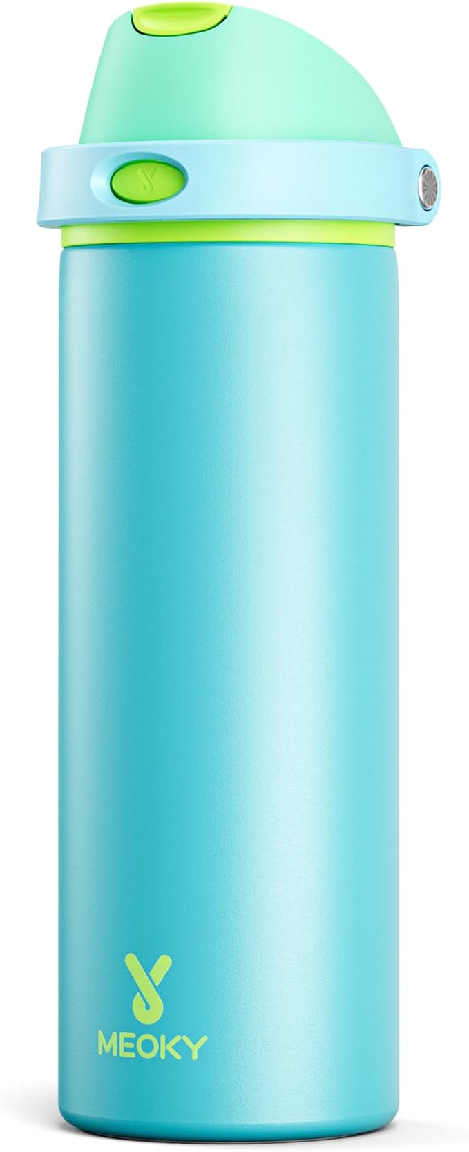 24 oz Insulated Water Bottle for Men: Meoky Stainless Steel Water Bottle with 2-in-1 Straw and Spout Lid - Leak Proof, Cold for 24 Hours, Fits in Car Cup Holder, BPA-Free for Sports Travel, Teal by MEOKY