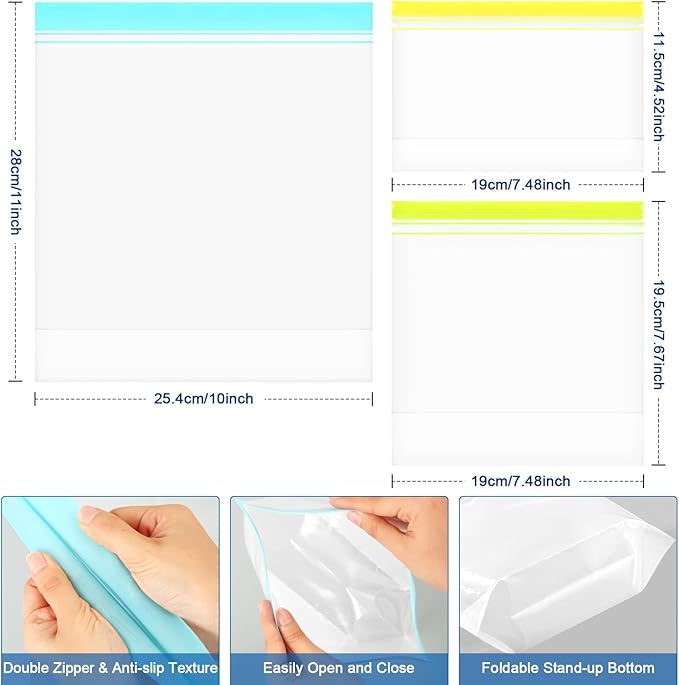 Lerine 20 Pack Reusable Freezer Bags Dishwasher Microwave Safe, Stand Up - Image 7