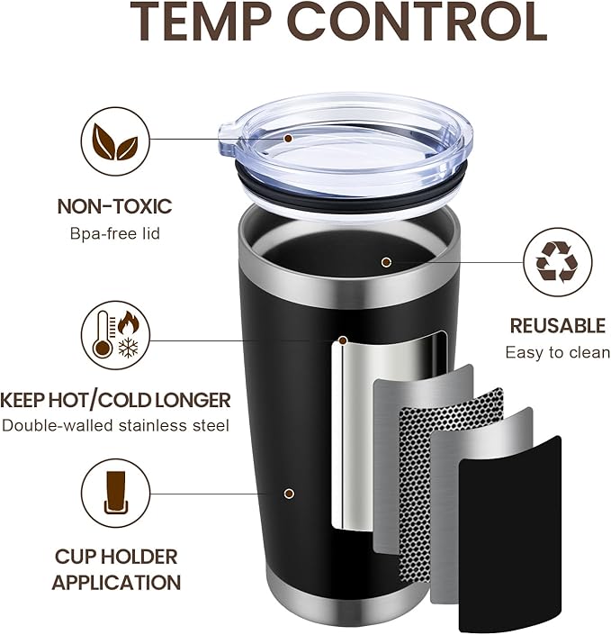 MEWAY 20oz Tumbler 12 Pack Double Wall Vacuum Insulated Travel Mug Bulk - Image 2