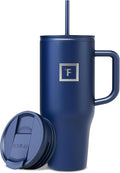 IRON °FLASK Co-Pilot Insulated Mug w/Straw & Flip Cap Lids - Cup Holder Bottle for Hot, Cold Drink - Leak-Proof - Water, Coffee Portable Travel Mug - Twilight Blue, 32 Oz by IronFlask