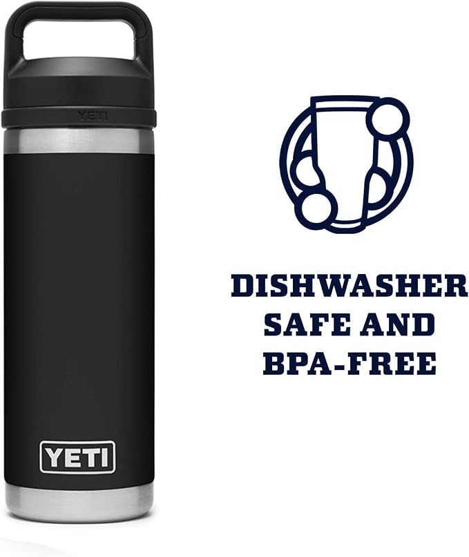 YETI Rambler 18 oz Bottle, Vacuum Insulated, Stainless Steel with Chug Cap, Black - Image 5
