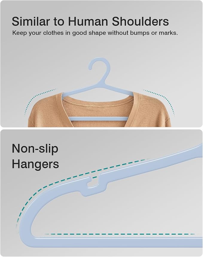 80 Pack Clothes Hangers, Non Slip Plastic Coat Hangers, Space Saving, Heavy Duty - Image 3