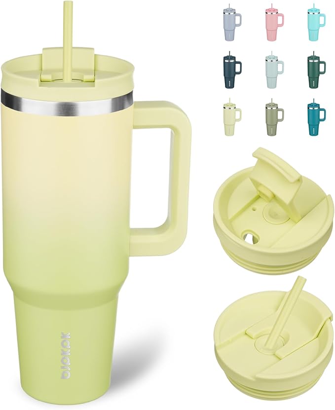 BJPKPK Tumbler With Handle And Straw 40oz Insulated Tumbler Cups With Lid Stainless Steel Travel Coffee Mug,Lime by BJPKPK
