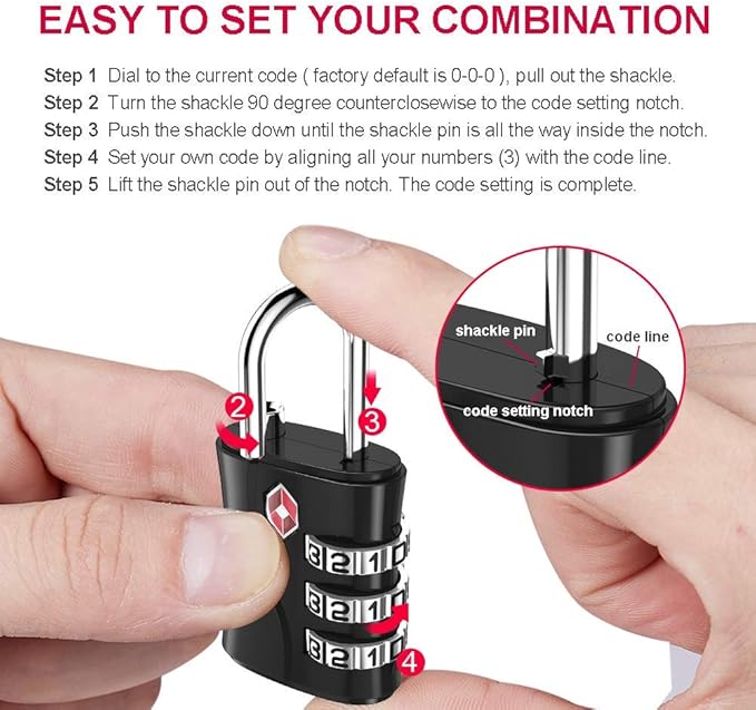 ZHEGE TSA Locks for Luggage, 3 Digit Luggage Lock - Image 6
