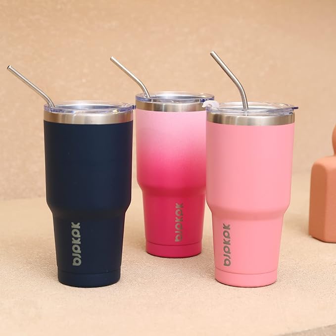 BJPKPK 30oz Color Block Tumbler With Lid And Straw,Stainless Steel Double Wall Vacuum Insulated Tumblers,Ocean Dream - Image 7