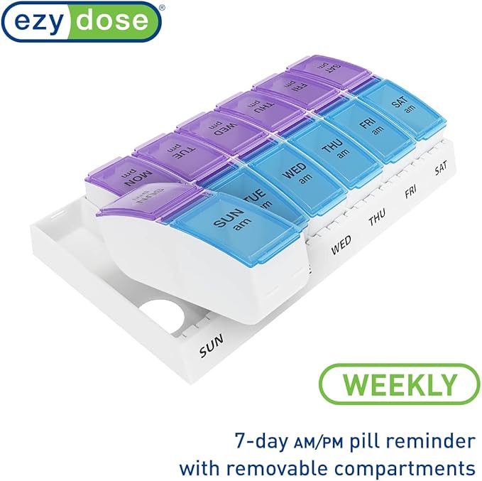 Ezy Dose Weekly AM/PM Pill Organizer, Vitamin and Medicine Box, Small Pop-out - Image 5