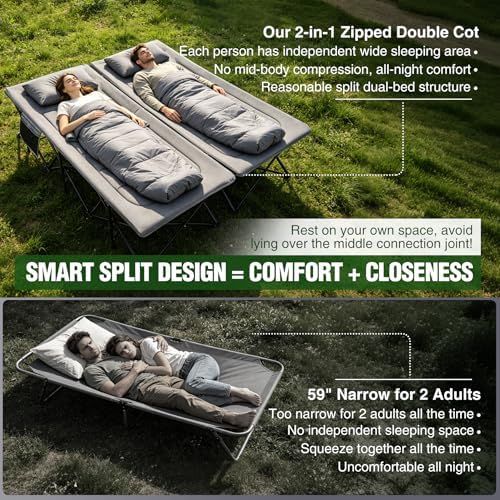 REDCAMP 2 Person Extra Wide Camping Cots for Adults 500lbs - Image 2