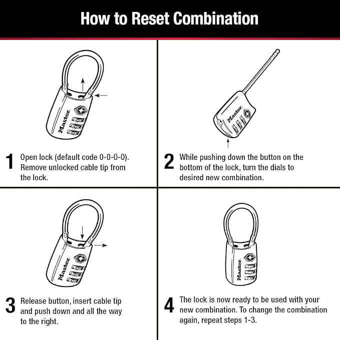 Master Lock Blue Set Your Own Combination TSA Approved Luggage Lock, Travel - Image 5