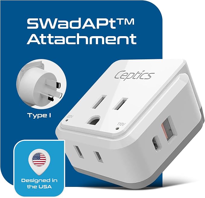 Ceptics Australian Travel Adapter Set, 20W PD & QC, Type I-3.1A - 4 in 1-2 USA - Image 4
