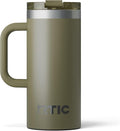 RTIC 16oz Road Trip Travel Mug with Lid and Handle, Ceramic Lined, Insulated, Stainless Steel, Metal, Double Wall Vacuum-Insulation, Portable Coffee, Tea Cup for Hot and Cold Drink, Olive by RTIC