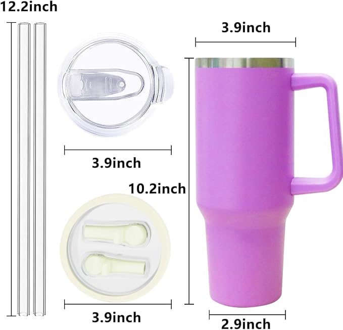 SYACOT 40 oz Tumbler with Handle and Straw Stainless Steel Insulated Tumbler Leak Proof Lid and Straw Lid Reusable Travel Mug Coffee Mug Cup Dishwasher Safe Keep Drinks Cold and Hot (Lilac) - Image 2