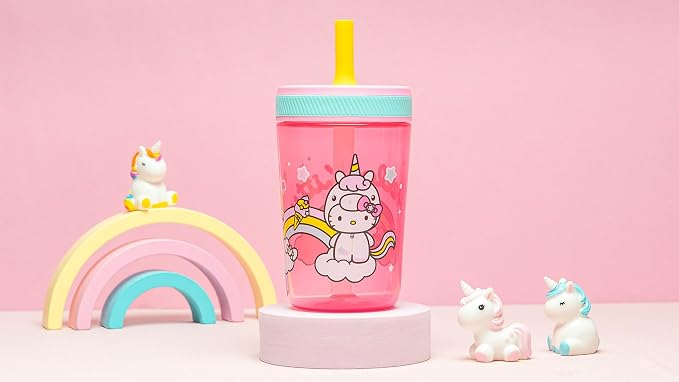 Zak Designs 15oz Hello Kitty Kelso Tumbler Set, Leak-Proof Screw-On Lid with Straw Made of Durable Plastic and Silicone, Perfect Bundle for Kids, 2 Count (Pack of 1) - Image 9