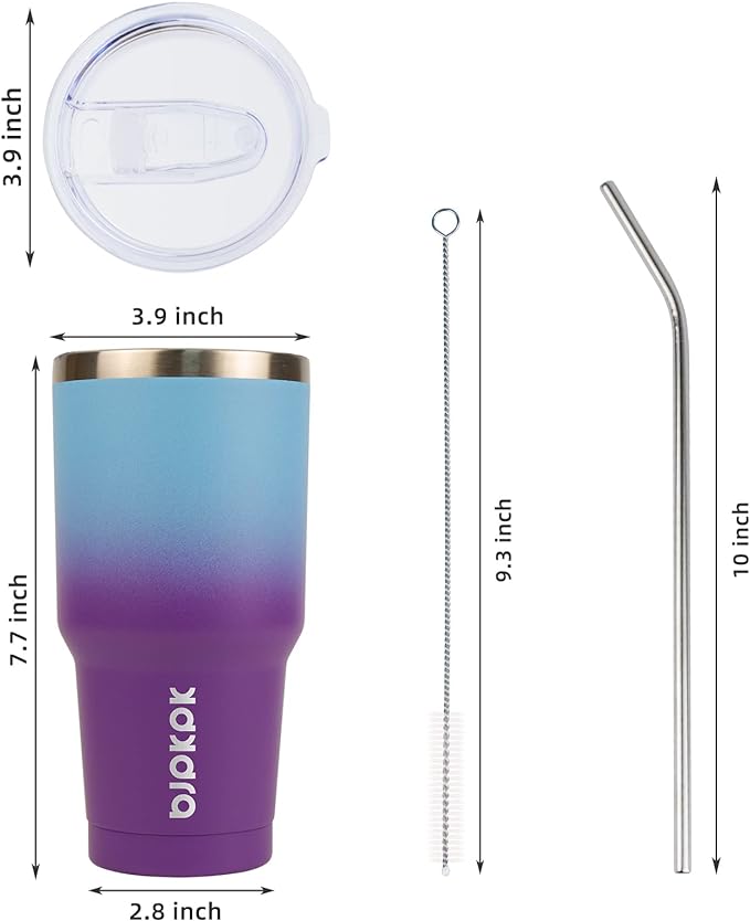 BJPKPK 30oz Color Block Tumbler With Lid And Straw,Stainless Steel Double Wall Vacuum Insulated Tumblers,Ocean Dream - Image 4