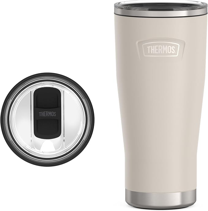 THERMOS ICON SERIES, Stainless Steel Cold Tumbler with Slide Lock, 24 Ounce, Sandstone by Thermos