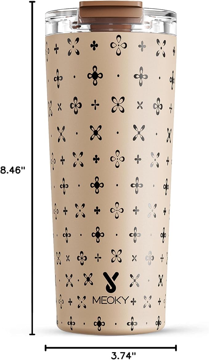 Meoky 24 oz Travel Coffee Mug with Leak-proof Lid, Stainless Steel Insulated Coffee Tumbler, Keeps Hot for 8 Hours or Cold for 24 Hours, Fits in Car Cup Holder (Mocha Cross) - Image 3