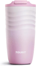 TOURIT 16 oz Travel Coffee Mug, Insulated Stainless Steel Travel Mug with Lid, Leak-Proof Double-Wall Vacuum Tumbler, Reusable Coffee Cup - Pink by TOURIT