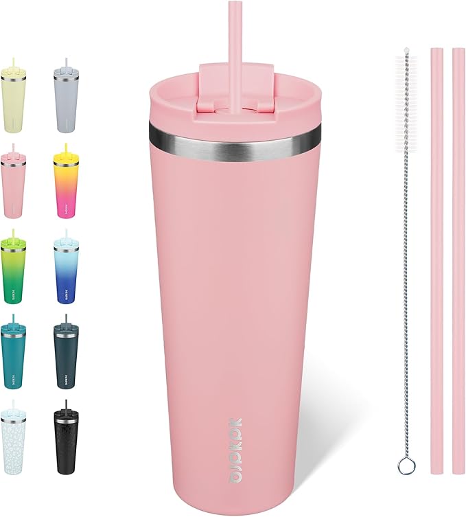 BJPKPK 26oz Tumbler With lid And Straw Stainless Steel Travel Coffee Mug Insulated Tumblers Cups,Light Pink by BJPKPK