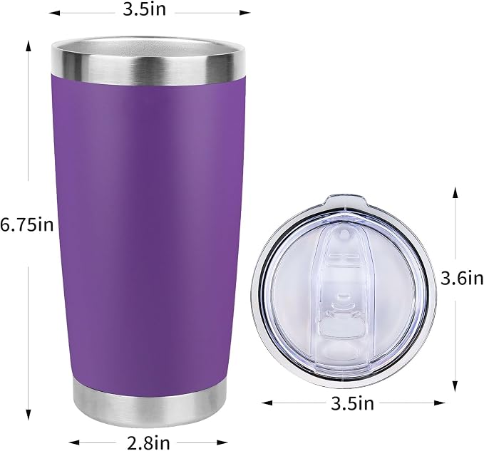 20oz Stainless Steel Tumbler Bulk with Lid, Travel Mug - Double Wall Vacuum Powder Coated Cup - Purple, 12 Pack - Image 4