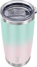 WETOWETO 20oz Insulated Stainless Steel Tumbler, Double Wall Vacuum Leak-proof Travel Coffee Mug, Powder Coated Water Cup (Green-Pink Gradient, 1 Pack) by Wetoweto