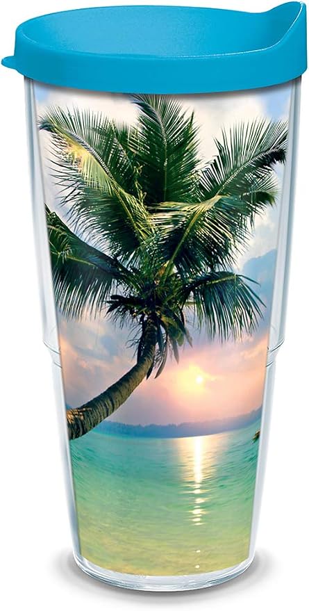 Tervis Sunset in Paradise Made in USA Double Walled Insulated Tumbler Travel Cup Keeps Drinks Cold & Hot, 24oz, Classic by TervisTumblerCompany