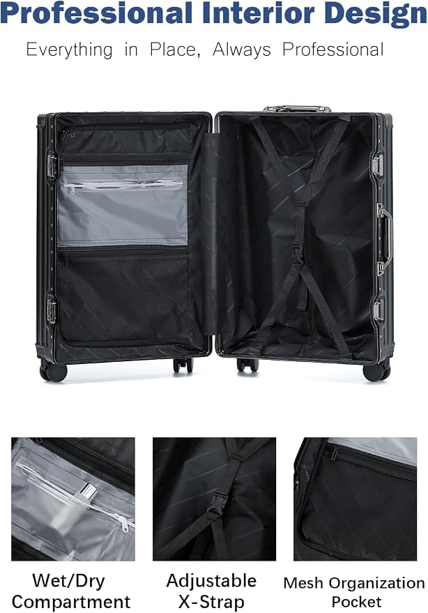 HotWay 20 Inch Aluminum Frame Carry On Luggage - Image 6