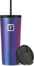 IRON °FLASK Classic Tumbler - Vacuum Insulated Stainless Steel Water Bottle, Double Walled, Drinking Cup, Insulated Travel Mug (Aurora, 24 oz Solid Lid) by IronFlask