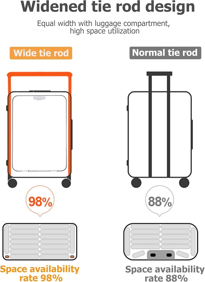feilario 24" Aluminum Frame Wide Handle Hard Shell Carry On Suitcase - Image 2