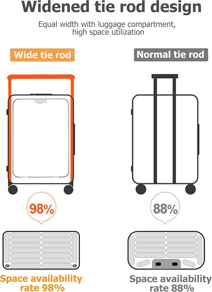 feilario 24in Aluminum Frame Wide Handle Hard Shell Carry On Suitcase - Image 2