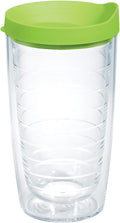 Tervis Clear & Colorful Lidded Made in USA Double Walled Insulated Tumbler Travel Cup Keeps Drinks Cold & Hot, 16oz, Lime Green Lid by TervisTumblerCompany