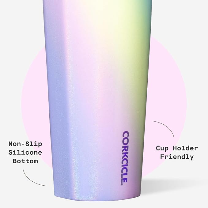Corkcicle Cold Cup Insulated Tumbler with Straw - Keeps Drinks Cold for 12 Hours - Triple-Insulated Stainless Steel - Leak-Resistant Lid - Summer Drinkware Gift - 24 oz - Rainbow Unicorn - Image 5