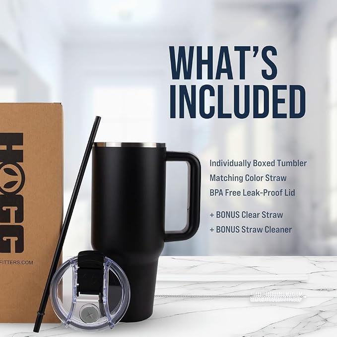Hogg Big Swig 40 oz Tumbler with Handle and Straw - Black, 40oz Insulated Stainless Steel, Water Tumbler with Straw, Water Cup with Handle, Versatile Leak Proof Lid - Image 5