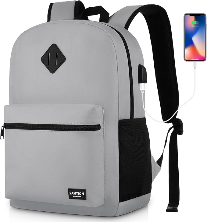 Unisex School Backpack, Classic Bookbag Adults and Teens Schoolbag by YAMTIONBAGS