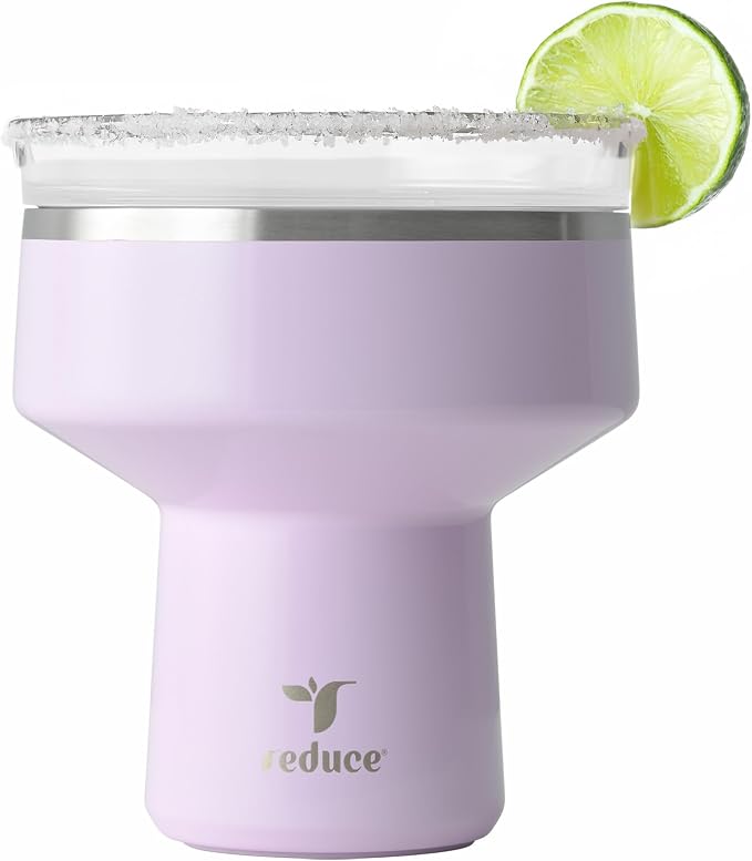 REDUCE Saltini 16 oz Cocktail Tumbler - Insulated Margarita Tumbler with Lid - Keeps Drinks Cold for 10 Hours - 360 Sippable Martini Glass Alternative - Shatterproof, Perfect for Parties - Lilac Bud by Reduce