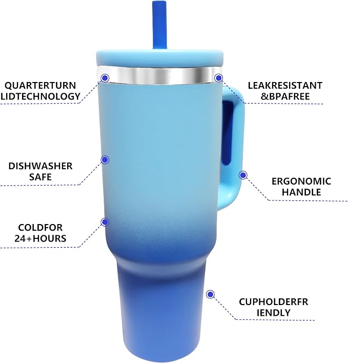 40-OZ Insulated Water Bottle,Insulated Stainless Steel Tumbler,Reusable Cold Drink Thermos,BPA-Free, Double-Wall Stainless Steel Water Bottle (Royal Blue, 40, Fluid Ounces) - Image 5