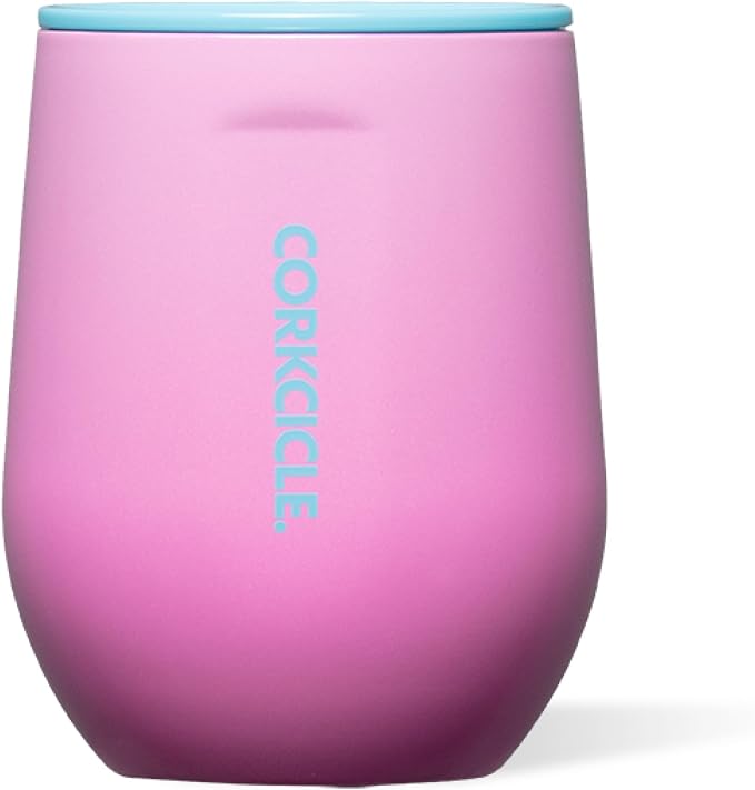 Corkcicle Stemless Wine Tumbler - Keeps Drinks Cold for 6 Hours - Triple-Insulated Stainless Steel - Non-Slip Base - Summer Drinkware Gift - Keeps Drinks Ice Cold - 12 oz - Pink Pop by Corkcicle
