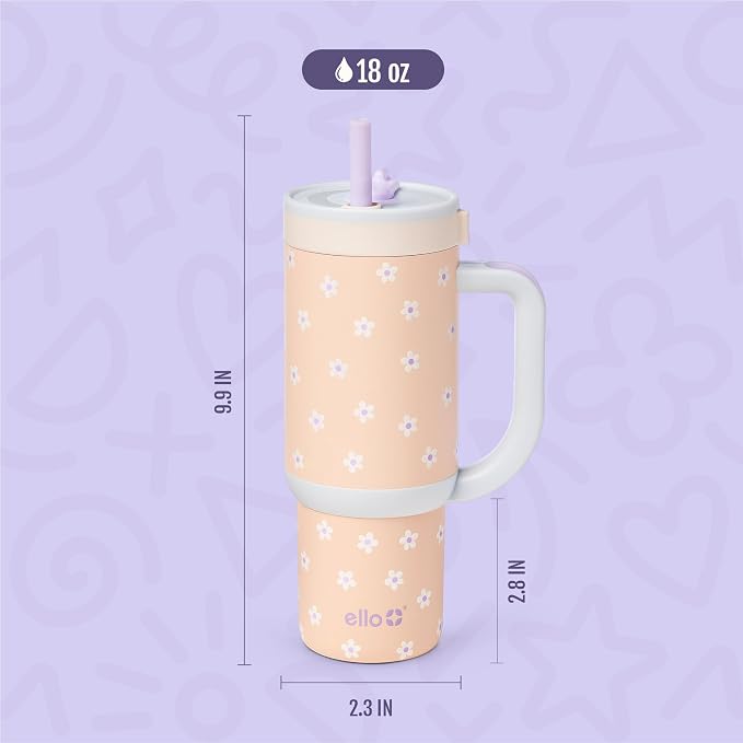 Ello Oasis 18oz Stainless Steel Tumbler - Orange Daisies - Image 7