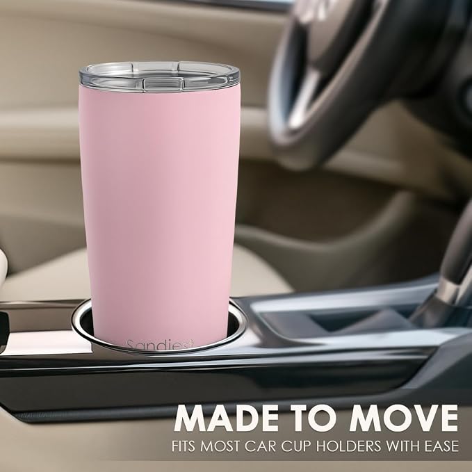 SANDJEST Pink Tumbler 20oz Stainless Steel Double Wall Vacuum Insulated, Travel Coffee Cup, Gifts for Men Women Birthday Christmas - Image 6