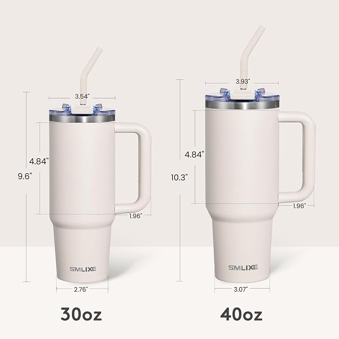 30 oz Tumbler with Handle, Tumbler with Lid and Straw, Double Wall Vacuum Insulated Travel Mug Stainless Steel Tumbler for Hot and Cold, Cupholder Friendly (Almond Birch) - Image 4