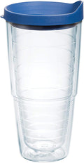 Tervis Clear & Colorful Lidded Made in USA Double Walled Insulated Tumbler Travel Cup Keeps Drinks Cold & Hot, 24oz, Blue Lid, 1 Count (Pack of 1) by TervisTumblerCompany